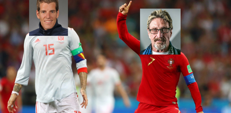 Crypto World Cup Day 2: John McAfee vs. Tyler Winklevoss